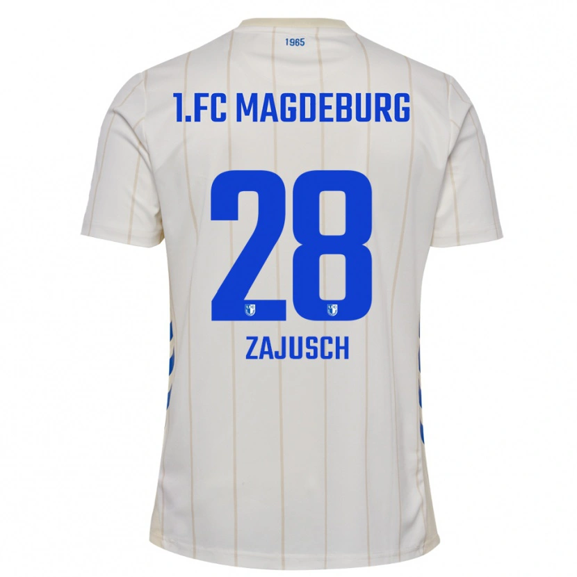 Danxen Uomo Maglia Marcel Zajusch #28 Bianco Blu Kit Gara Away 2025/26 Maglietta