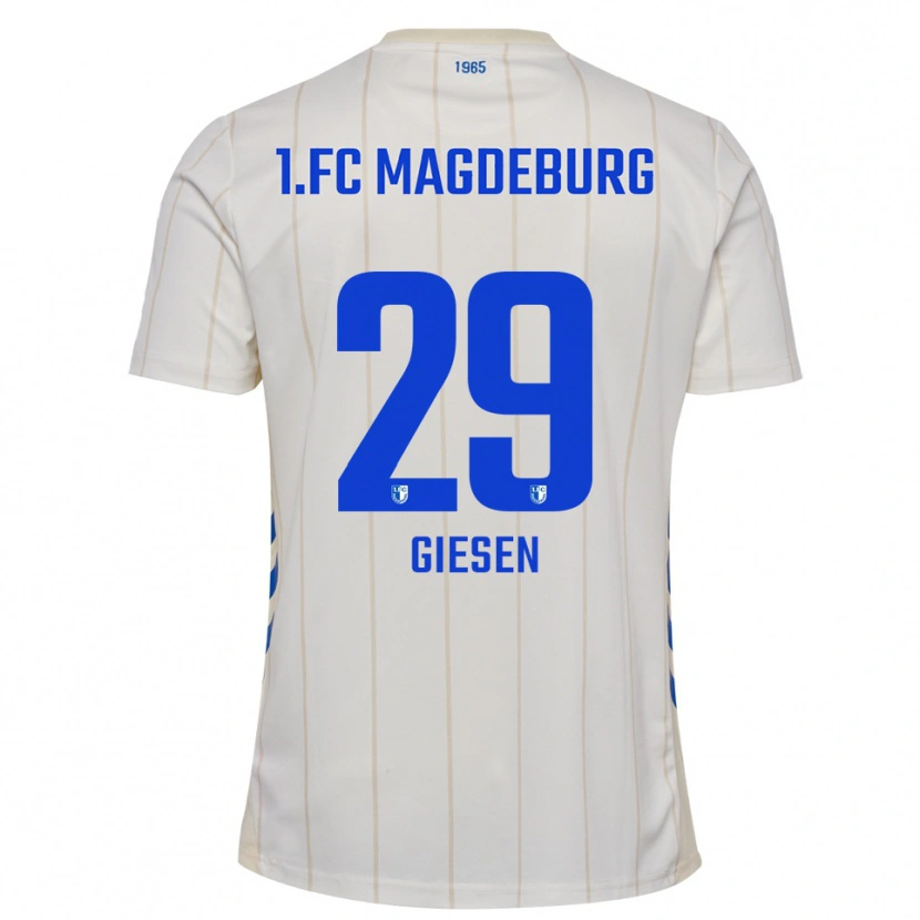 Danxen Uomo Maglia Tim Giesen #29 Bianco Blu Kit Gara Away 2025/26 Maglietta