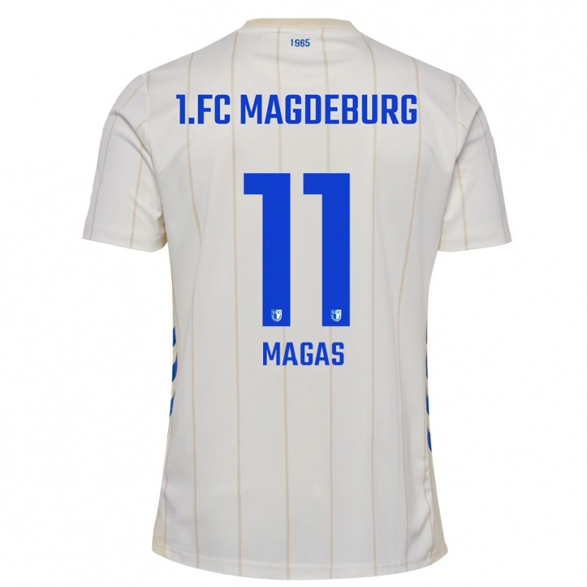 Danxen Uomo Maglia Lena Magas #11 Bianco Blu Kit Gara Away 2025/26 Maglietta