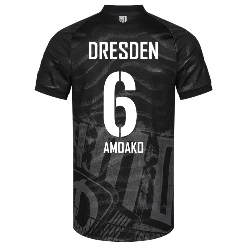 Danxen Uomo Maglia Kofi Amoako #6 Nero Grigio Kit Gara Away 2025/26 Maglietta
