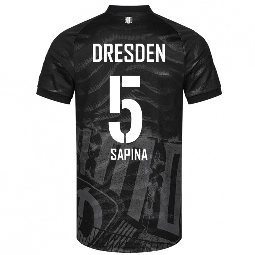 Danxen Uomo Maglia Vinko Sapina #5 Nero Grigio Kit Gara Away 2025/26 Maglietta