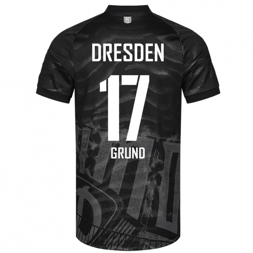 Danxen Uomo Maglia Yanic Grund #17 Nero Grigio Kit Gara Away 2025/26 Maglietta