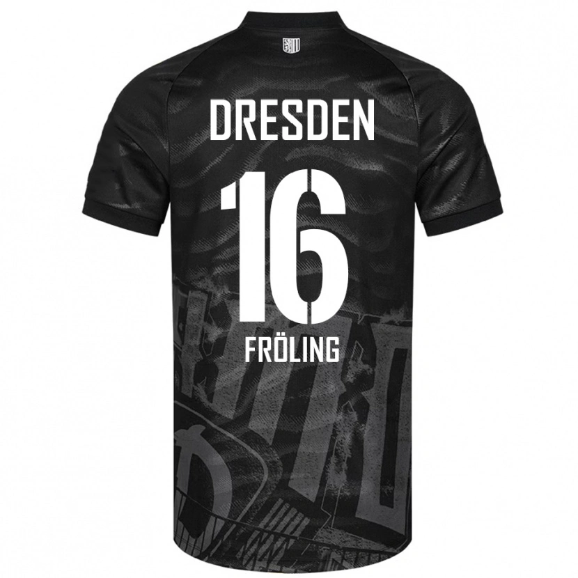 Danxen Uomo Maglia Nils Fröling #16 Nero Grigio Kit Gara Away 2025/26 Maglietta