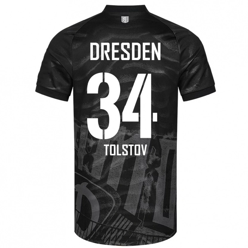 Danxen Uomo Maglia Maik Tolstov #34 Nero Grigio Kit Gara Away 2025/26 Maglietta