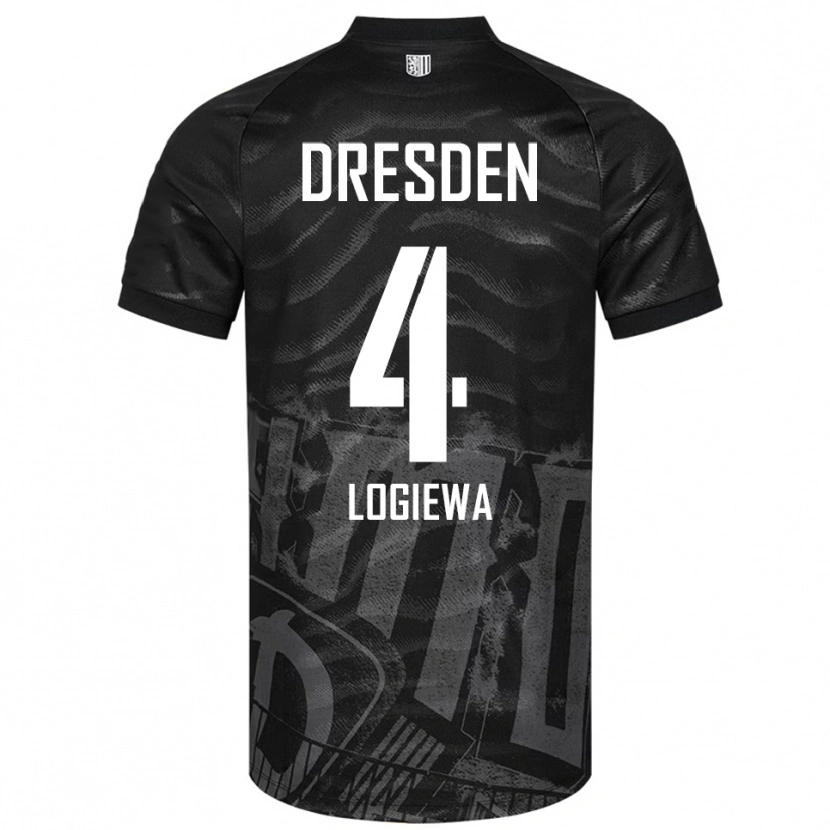 Danxen Uomo Maglia Luca Logiewa #4 Nero Grigio Kit Gara Away 2025/26 Maglietta