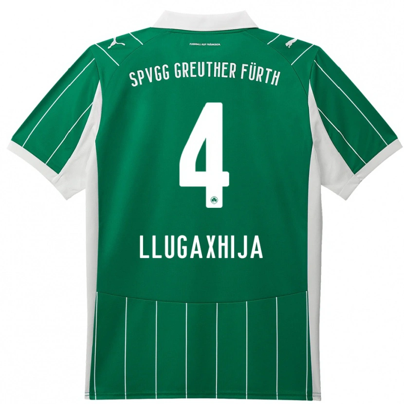 Danxen Uomo Maglia Florian Llugaxhija #4 Verde Bianco Kit Gara Away 2025/26 Maglietta