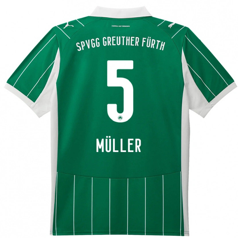 Danxen Uomo Maglia Linus Müller #5 Verde Bianco Kit Gara Away 2025/26 Maglietta