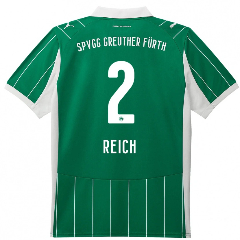 Danxen Uomo Maglia Lukas Reich #2 Verde Bianco Kit Gara Away 2025/26 Maglietta