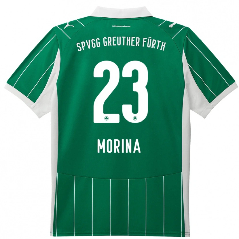 Danxen Uomo Maglia Dion Morina #23 Verde Bianco Kit Gara Away 2025/26 Maglietta