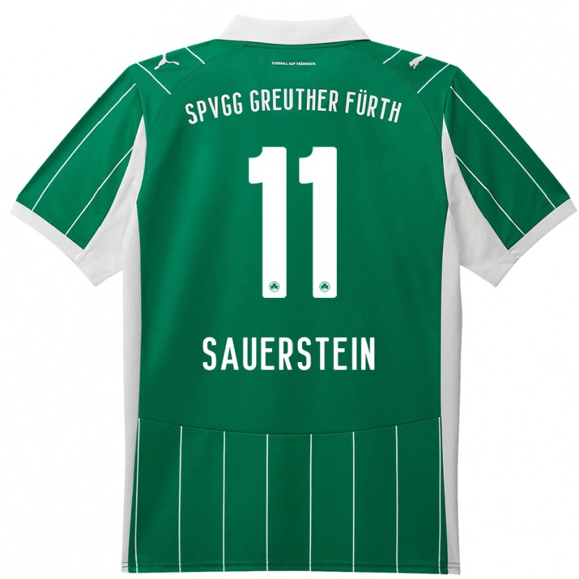 Danxen Uomo Maglia Toni Sauerstein #11 Verde Bianco Kit Gara Away 2025/26 Maglietta