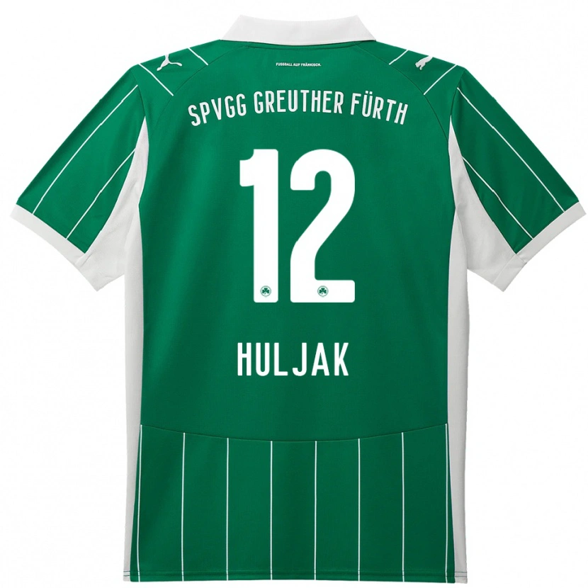 Danxen Uomo Maglia Dominik Huljak #12 Verde Bianco Kit Gara Away 2025/26 Maglietta