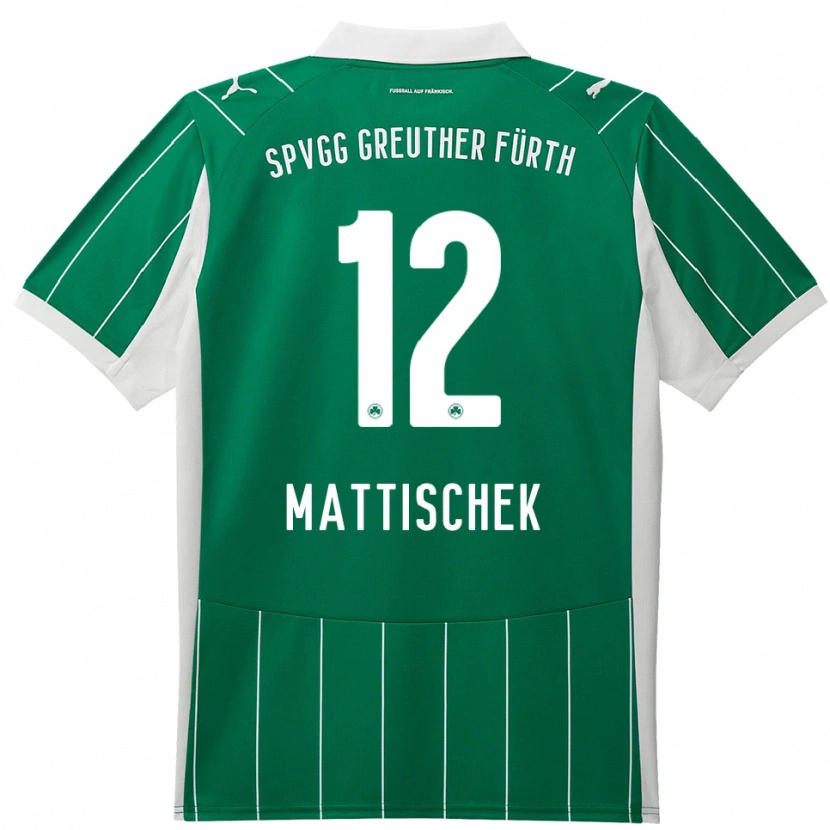 Danxen Uomo Maglia Jakob Mattischek #12 Verde Bianco Kit Gara Away 2025/26 Maglietta