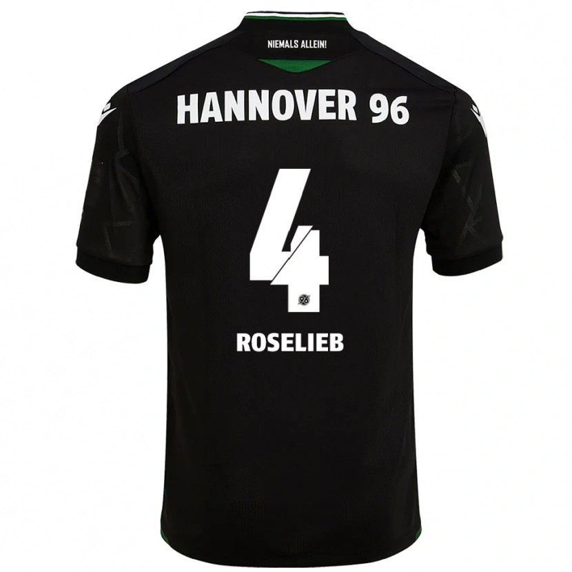 Danxen Uomo Maglia Emil Roselieb #4 Nero Verde Kit Gara Away 2025/26 Maglietta