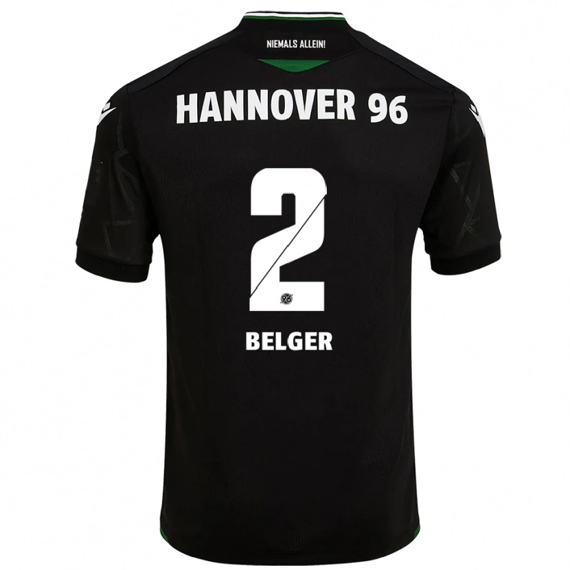 Danxen Uomo Maglia Max Belger #2 Nero Verde Kit Gara Away 2025/26 Maglietta