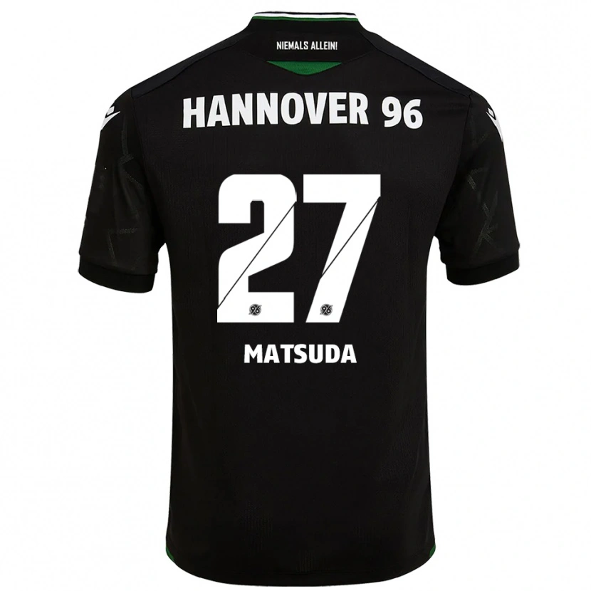 Danxen Uomo Maglia Hayate Matsuda #27 Nero Verde Kit Gara Away 2025/26 Maglietta