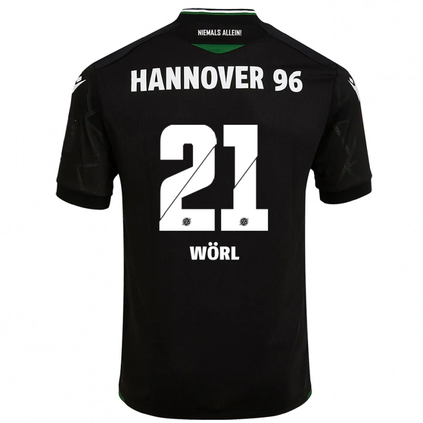 Danxen Uomo Maglia Marius Wörl #21 Nero Verde Kit Gara Away 2025/26 Maglietta