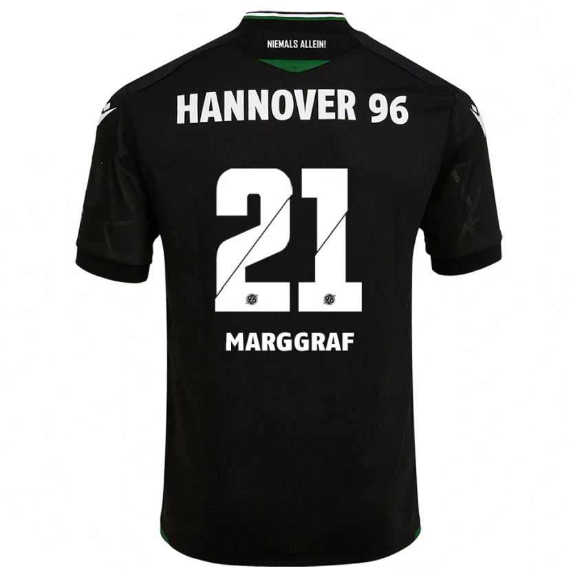 Danxen Uomo Maglia Luis Marggraf #21 Nero Verde Kit Gara Away 2025/26 Maglietta