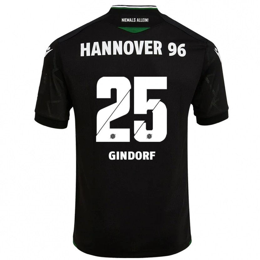 Danxen Uomo Maglia Lars Gindorf #25 Nero Verde Kit Gara Away 2025/26 Maglietta