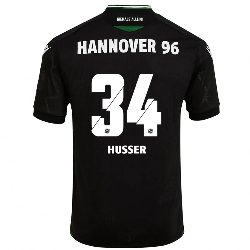 Danxen Uomo Maglia Denis Husser #34 Nero Verde Kit Gara Away 2025/26 Maglietta