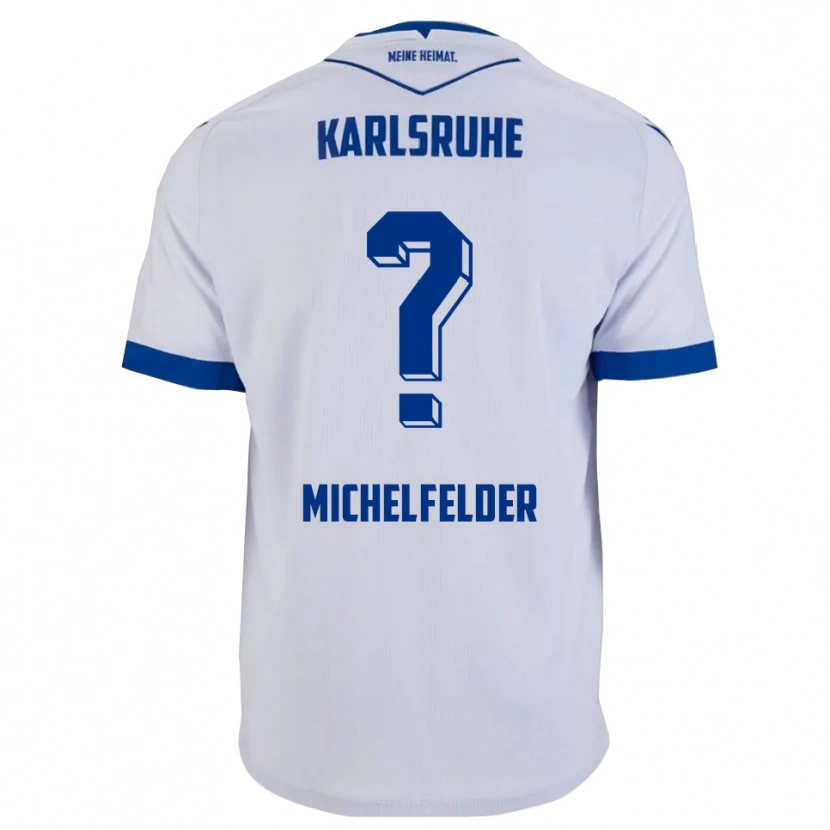 Danxen Uomo Maglia Norina Michelfelder #0 Bianco Blu Kit Gara Away 2025/26 Maglietta