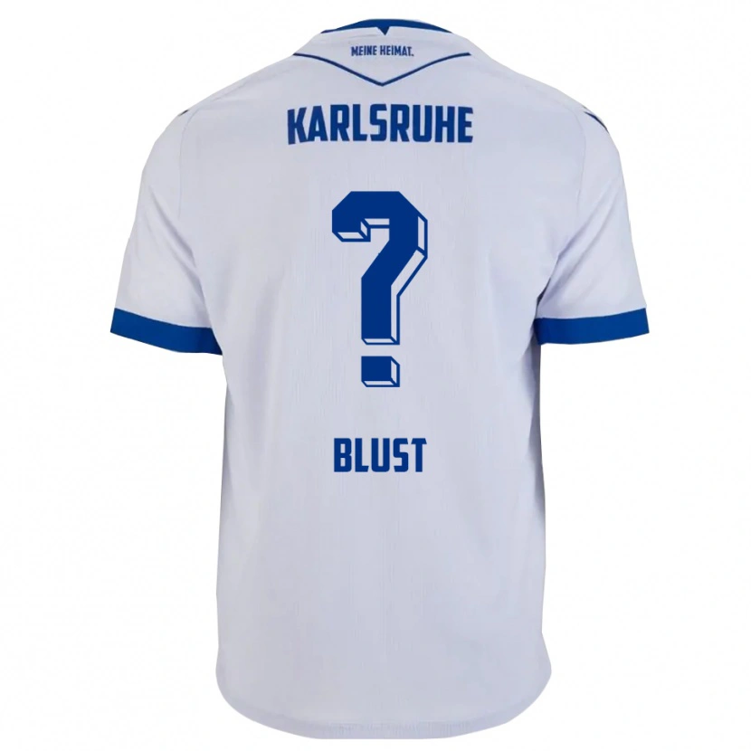 Danxen Uomo Maglia Amber Blust #0 Bianco Blu Kit Gara Away 2025/26 Maglietta