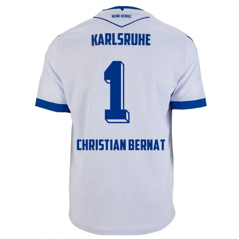 Danxen Uomo Maglia Hans Christian Bernat #1 Bianco Blu Kit Gara Away 2025/26 Maglietta