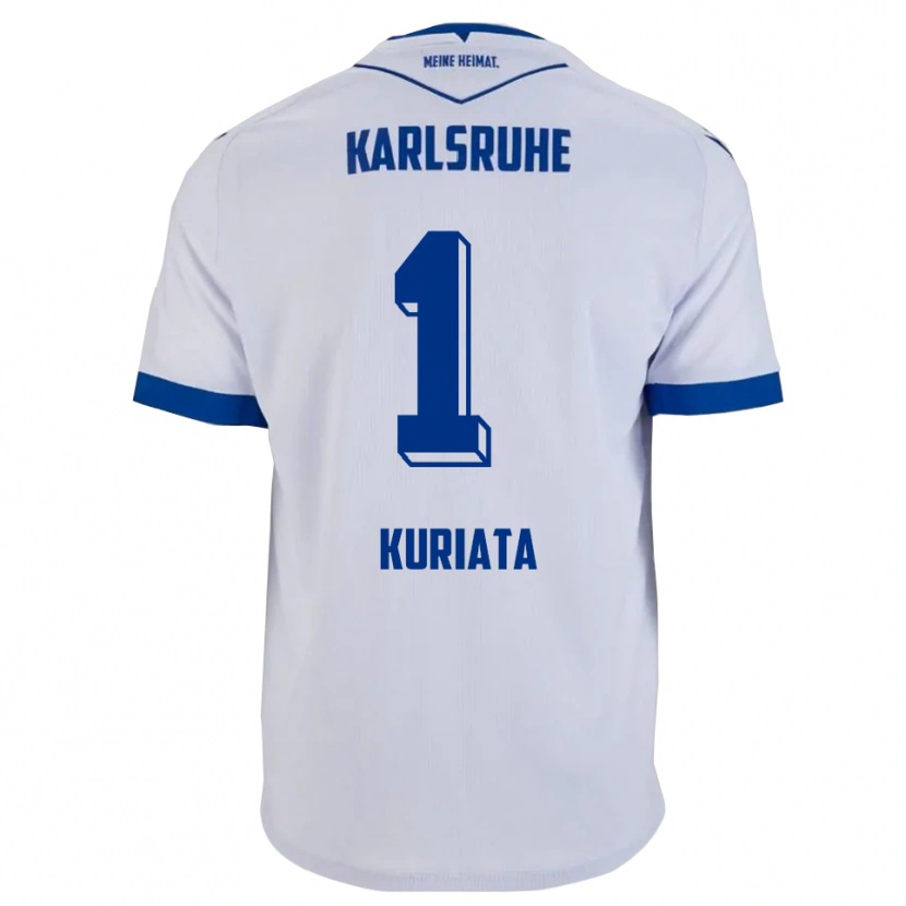 Danxen Uomo Maglia Malik Kuriata #1 Bianco Blu Kit Gara Away 2025/26 Maglietta