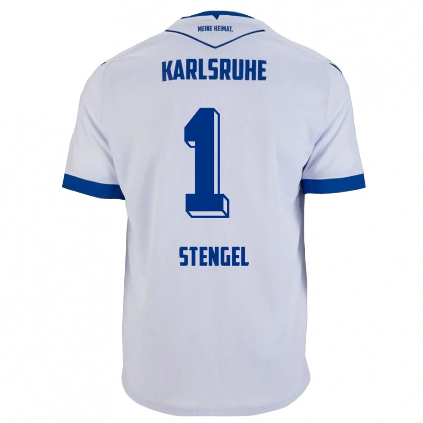 Danxen Uomo Maglia Konstantin Stengel #1 Bianco Blu Kit Gara Away 2025/26 Maglietta