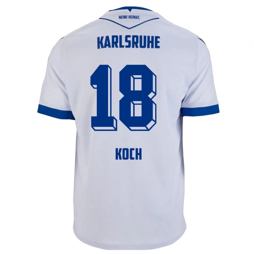 Danxen Uomo Maglia Aki Koch #18 Bianco Blu Kit Gara Away 2025/26 Maglietta