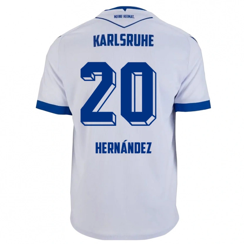 Danxen Uomo Maglia Marco Hernández #20 Bianco Blu Kit Gara Away 2025/26 Maglietta