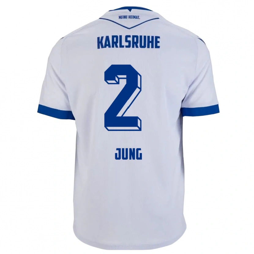 Danxen Uomo Maglia Sebastian Jung #2 Bianco Blu Kit Gara Away 2025/26 Maglietta