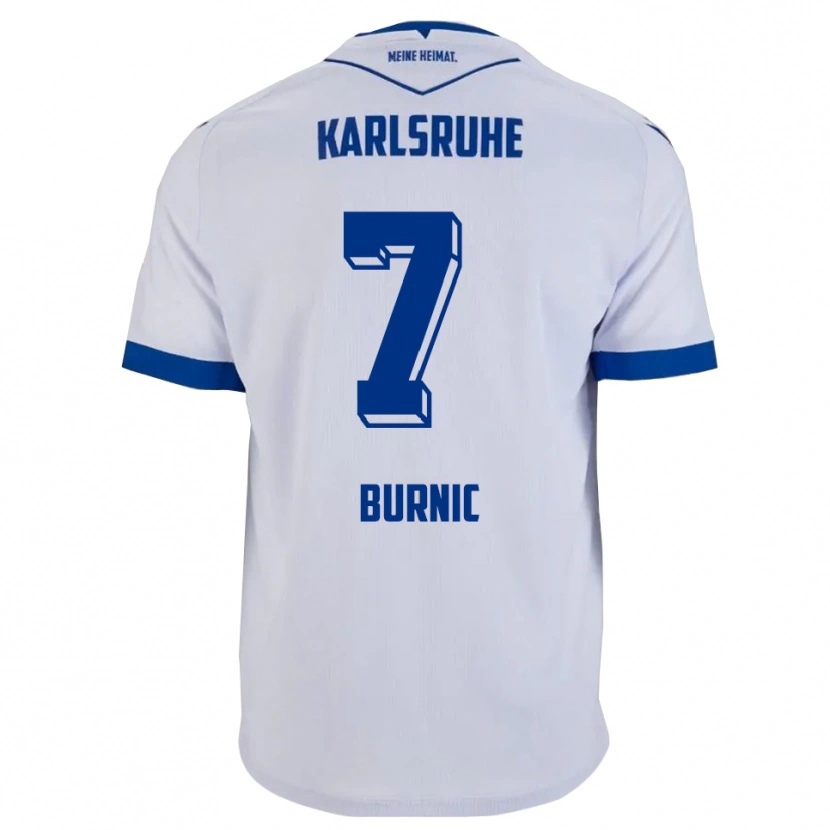 Danxen Uomo Maglia Dzenis Burnic #7 Bianco Blu Kit Gara Away 2025/26 Maglietta
