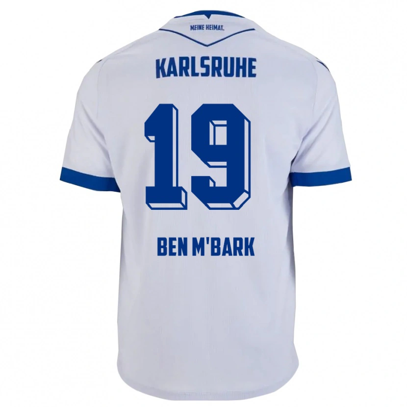 Danxen Uomo Maglia Mohamed Ben M'bark #19 Bianco Blu Kit Gara Away 2025/26 Maglietta