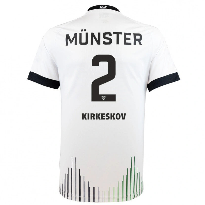 Danxen Uomo Maglia Mikkel Kirkeskov #2 Bianco Nero Kit Gara Away 2025/26 Maglietta