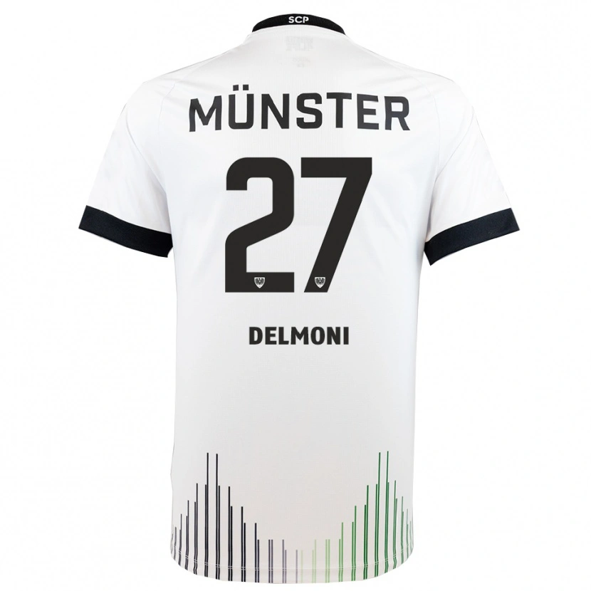 Danxen Uomo Maglia Adrian Delmoni #27 Bianco Nero Kit Gara Away 2025/26 Maglietta