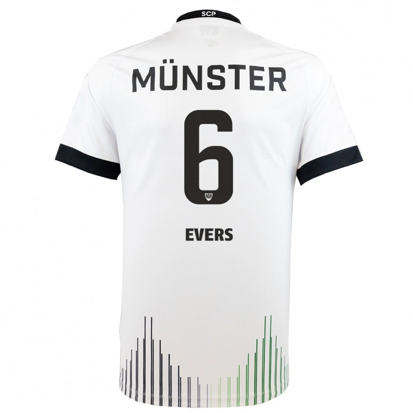 Danxen Uomo Maglia Benjamin Evers #6 Bianco Nero Kit Gara Away 2025/26 Maglietta