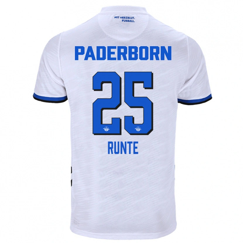Danxen Uomo Maglia Marlon Runte #25 Bianco Blu Kit Gara Away 2025/26 Maglietta
