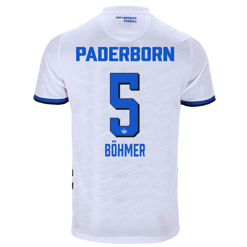 Danxen Uomo Maglia Tim Böhmer #5 Bianco Blu Kit Gara Away 2025/26 Maglietta
