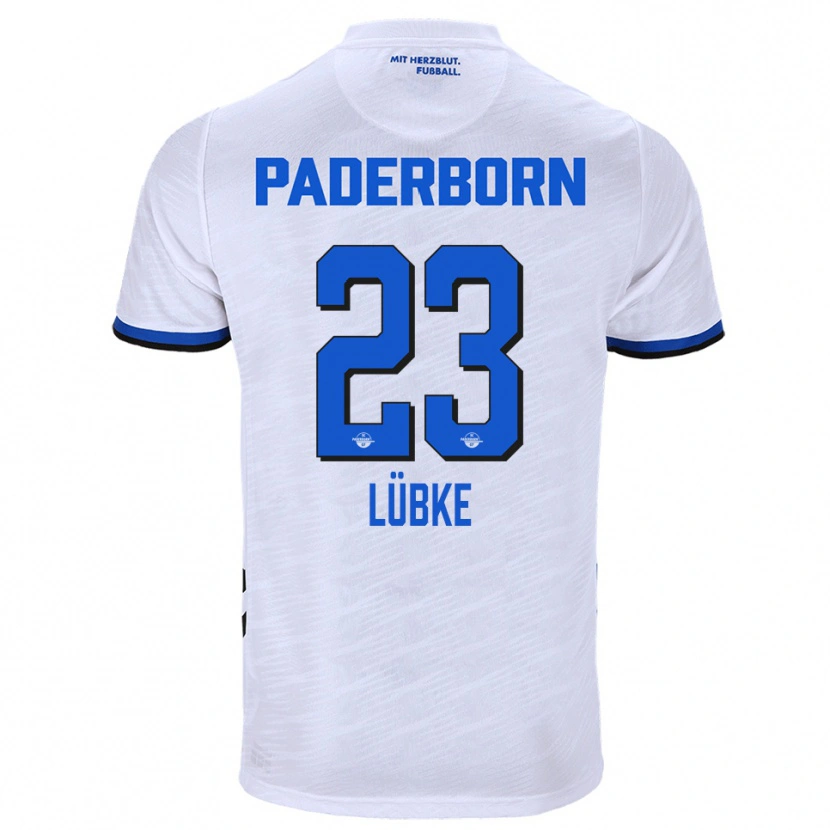 Danxen Uomo Maglia Jesper Lübke #23 Bianco Blu Kit Gara Away 2025/26 Maglietta