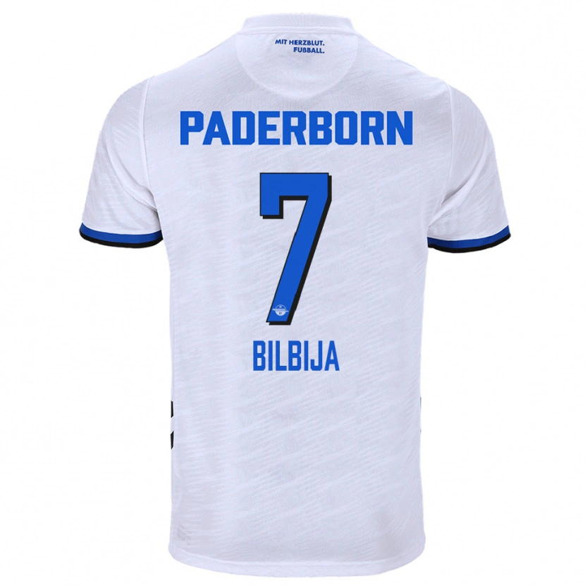 Danxen Uomo Maglia Filip Bilbija #7 Bianco Blu Kit Gara Away 2025/26 Maglietta
