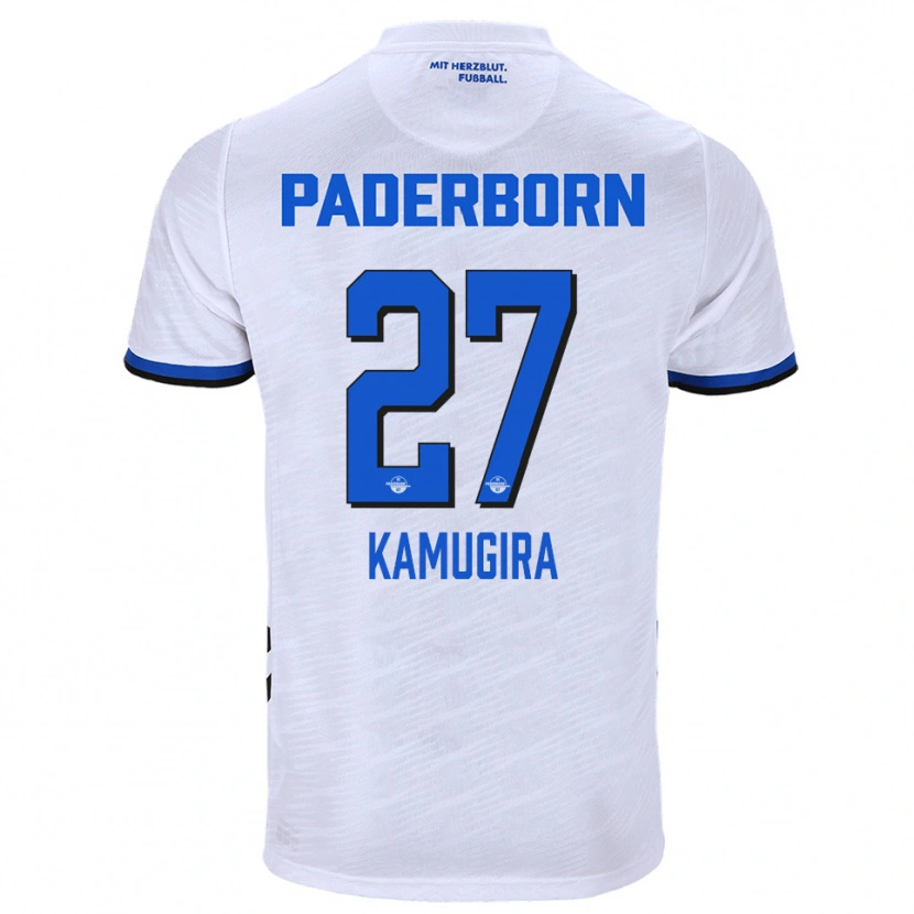 Danxen Uomo Maglia Rayan Kamugira #27 Bianco Blu Kit Gara Away 2025/26 Maglietta