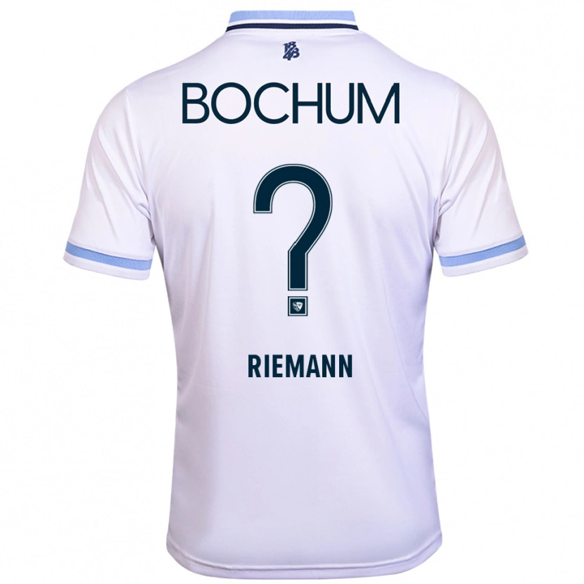 Danxen Uomo Maglia Manuel Riemann #0 Bianco Azzurro Kit Gara Away 2025/26 Maglietta
