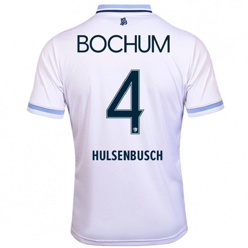 Danxen Uomo Maglia Daniel Hülsenbusch #4 Bianco Azzurro Kit Gara Away 2025/26 Maglietta