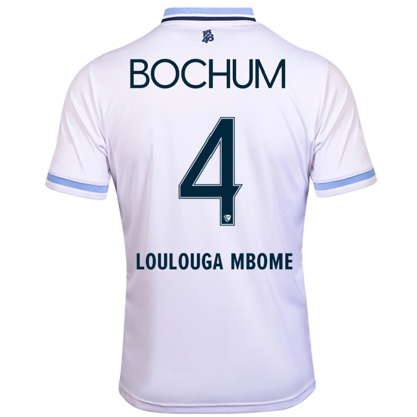 Danxen Uomo Maglia Adrien Loulouga-Mbome #4 Bianco Azzurro Kit Gara Away 2025/26 Maglietta