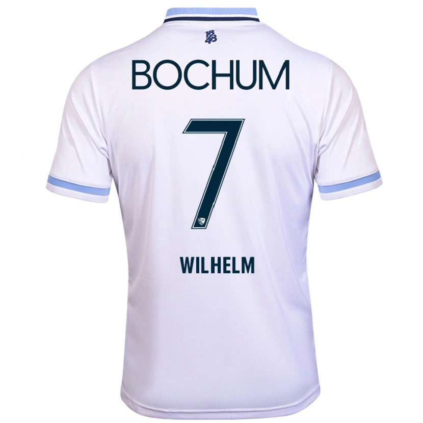 Danxen Uomo Maglia Mara Wilhelm #7 Bianco Azzurro Kit Gara Away 2025/26 Maglietta