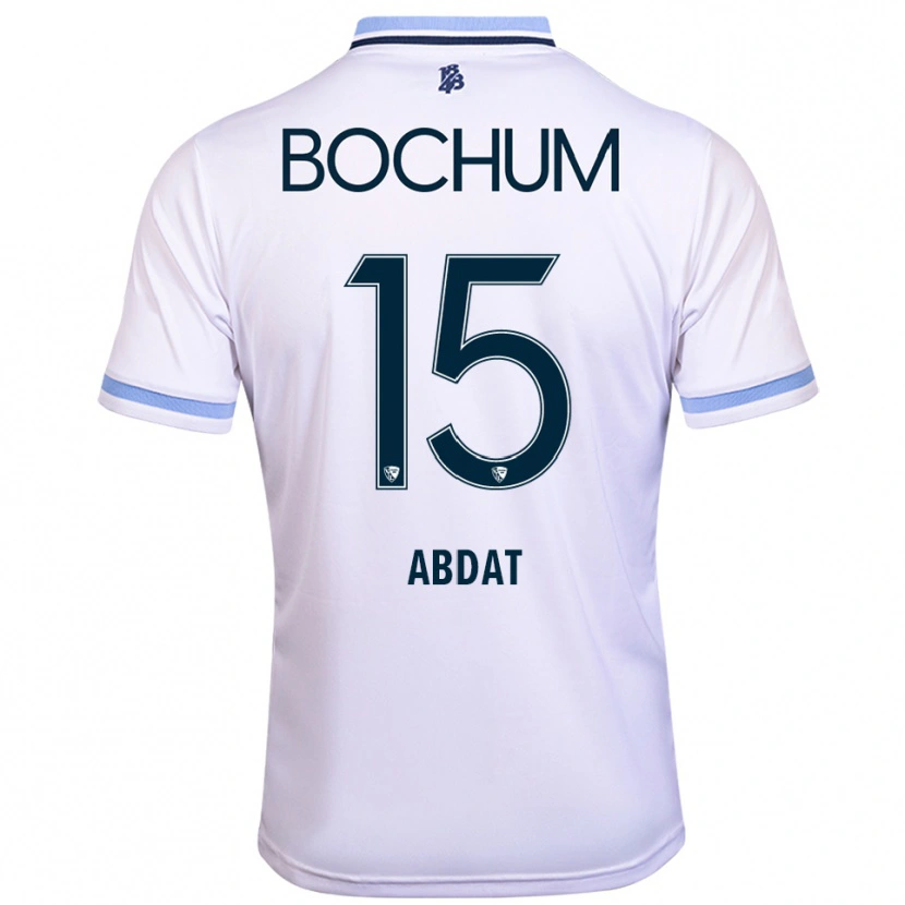 Danxen Uomo Maglia Nicolas Abdat #15 Bianco Azzurro Kit Gara Away 2025/26 Maglietta