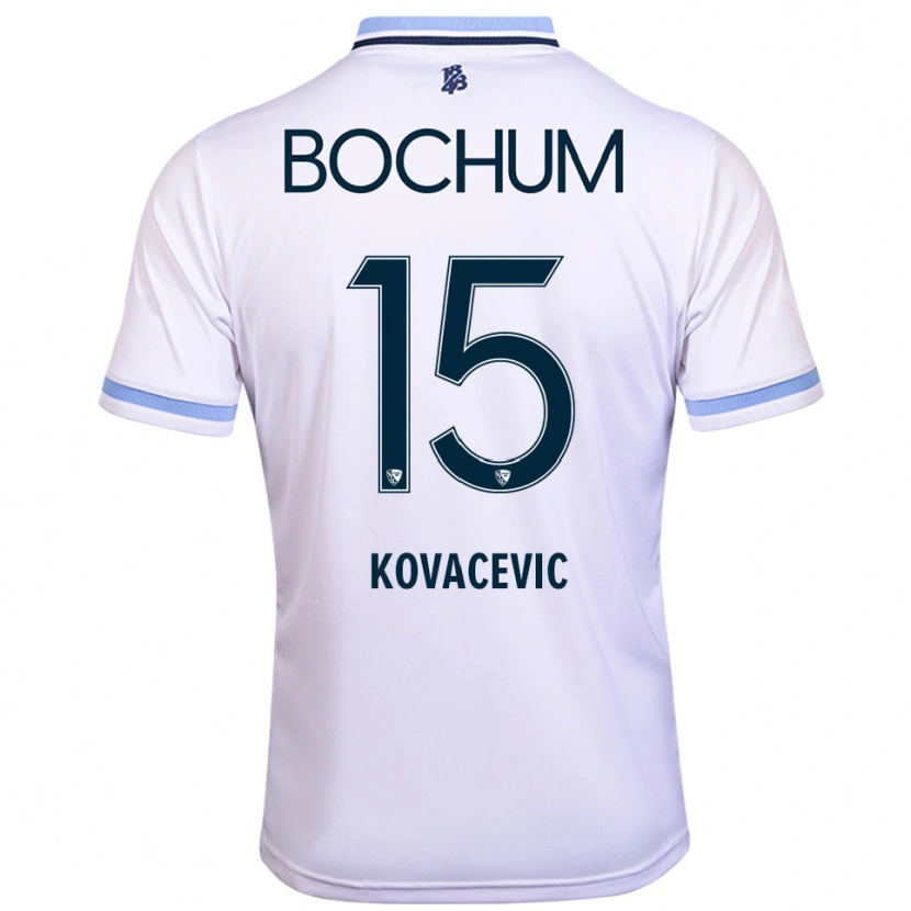 Danxen Uomo Maglia Elhan Kovacevic #15 Bianco Azzurro Kit Gara Away 2025/26 Maglietta