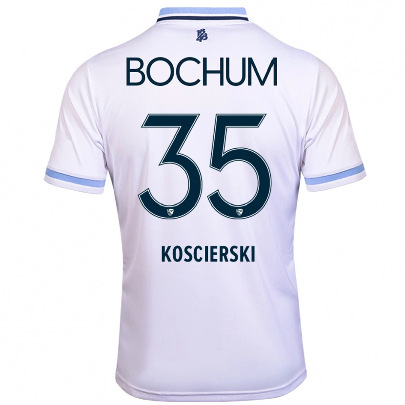 Danxen Uomo Maglia Kacper Koscierski #35 Bianco Azzurro Kit Gara Away 2025/26 Maglietta