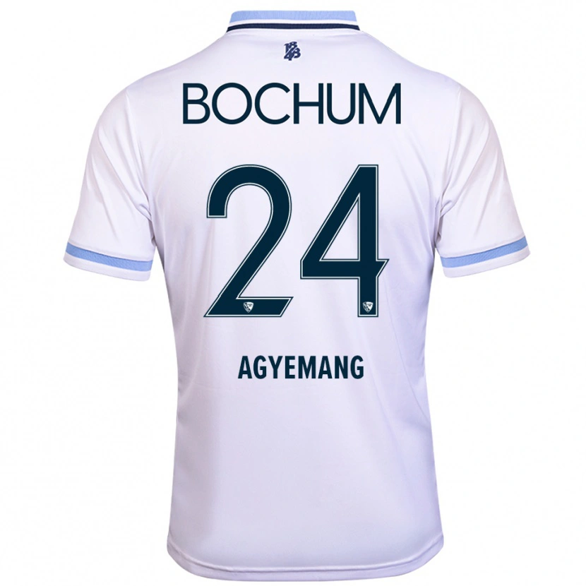 Danxen Uomo Maglia Donovan Agyemang #24 Bianco Azzurro Kit Gara Away 2025/26 Maglietta