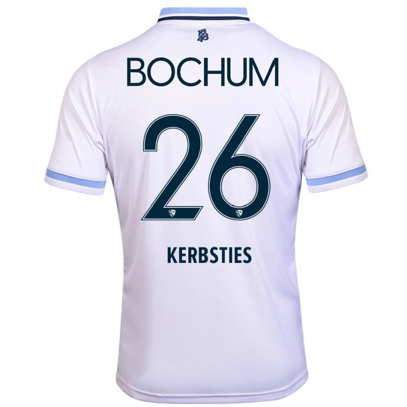 Danxen Uomo Maglia Keanu Kerbsties #26 Bianco Azzurro Kit Gara Away 2025/26 Maglietta